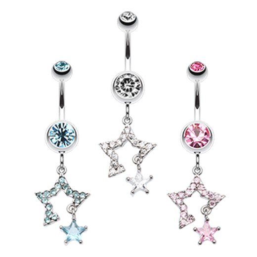 Count Your Lucky Stars Belly Dangle - Dangling Belly Ring. Navel Rings Australia.