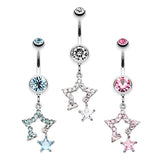Count Your Lucky Stars Belly Dangle - Dangling Belly Ring. Navel Rings Australia.