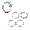 FLAT Opal Captive Belly Rings in Steel