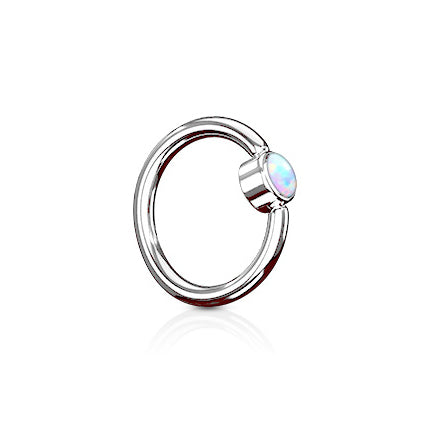 FLAT Opal Captive Belly Rings in Steel - Captive Belly Ring. Navel Rings Australia.