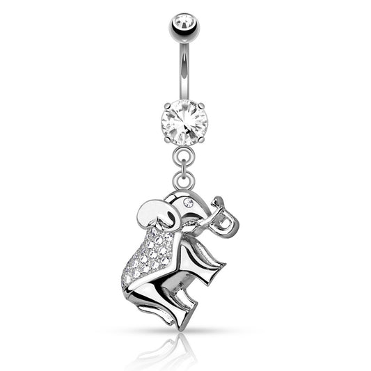 Glittering Balinese Elephant Navel Ring - Dangling Belly Ring. Navel Rings Australia.