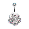 Aurora Zen Rose Belly Button Bar - Fixed (non-dangle) Belly Bar. Navel Rings Australia.