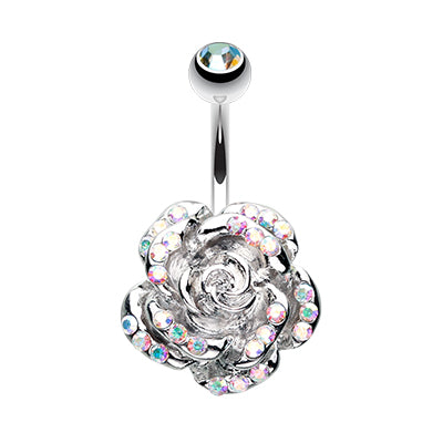 Aurora Zen Rose Belly Button Bar - Fixed (non-dangle) Belly Bar. Navel Rings Australia.