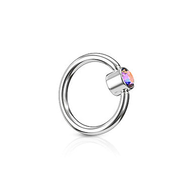 FLAT Gem Captive Belly Rings in Steel - Captive Belly Ring. Navel Rings Australia.