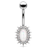 Regal Relics Opal Belly Bar - Fixed (non-dangle) Belly Bar. Navel Rings Australia.