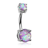 Classic Prong Opal Gleam Belly Bars - Basic Curved Barbell. Navel Rings Australia.
