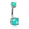 Classic Prong Opal Gleam Belly Bars - Basic Curved Barbell. Navel Rings Australia.