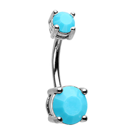 Pronged Turquoise Splendour Bar - Basic Curved Barbell. Navel Rings Australia.