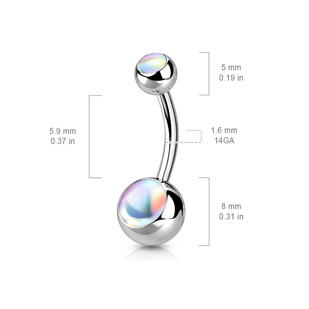 Comfortable Classic Belly Rings with Simulated Iridescent Stones
