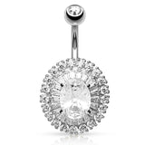 The Dramatic Diamanté Belly Ring - Fixed (non-dangle) Belly Bar. Navel Rings Australia.