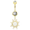Flaming Opal Sunburst Belly Dangle with Gold Plating