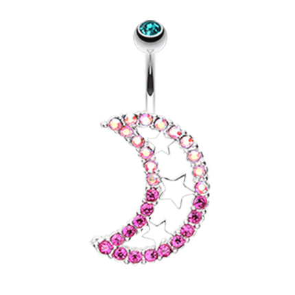Super Moon Belly Bar - Fixed (non-dangle) Belly Bar. Navel Rings Australia.