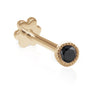 Scalloped Genuine Black Diamond Threaded Stud Earring by Maria Tash in 18K Gold. Flat Stud.