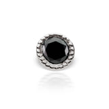 Scalloped Genuine Black Diamond Threaded Stud Earring by Maria Tash in 18K White Gold. Flat Stud. - Earring. Navel Rings Australia.