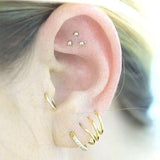 Ball Earring by Maria Tash in 14K White Gold. Flat Stud. - Earring. Navel Rings Australia.