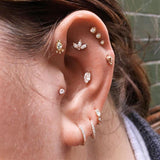 Scalloped Set Genuine Diamond Threaded Stud Earring by Maria Tash in 18K Rose Gold. Flat Stud. - Earring. Navel Rings Australia.
