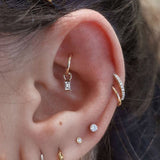 Scalloped Set Genuine Diamond Threaded Stud Earring by Maria Tash in 18K Rose Gold. Flat Stud. - Earring. Navel Rings Australia.