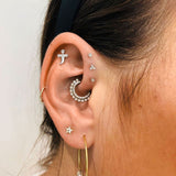 Scalloped Set Genuine Diamond Threaded Stud Earring by Maria Tash in 18K Rose Gold. Flat Stud. - Earring. Navel Rings Australia.