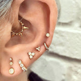 Scalloped Genuine Diamond Threaded Stud Earring by Maria Tash in 18K White Gold. Flat Stud. - Earring. Navel Rings Australia.