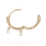 Diamond Eternity Earring with Two Dangles by Maria Tash in Yellow Gold - Earring. Navel Rings Australia.