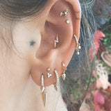 Diamond Eternity Earring with Two Dangles by Maria Tash in Yellow Gold - Earring. Navel Rings Australia.