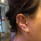 Diamond Eternity Earring with Two Dangles by Maria Tash in Yellow Gold - Earring. Navel Rings Australia.