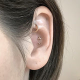 Ball Trinity Earring by Maria Tash in 14K Gold. Flat Stud. - Earring. Navel Rings Australia.