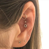 Ball Trinity Earring by Maria Tash in 14K Gold. Flat Stud. - Earring. Navel Rings Australia.