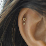 Ball Trinity Earring by Maria Tash in 14K Gold. Flat Stud. - Earring. Navel Rings Australia.