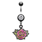 Rose Tattoo Belly Dangle - Dangling Belly Ring. Navel Rings Australia.