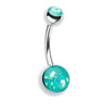 Double Gem Opal Gleam Classique Belly Bars - Basic Curved Barbell. Navel Rings Australia.