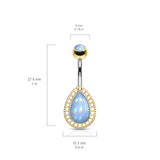 Lágrima Teardrop Illumini Belly Bar with Rose Gold Plating - Fixed (non-dangle) Belly Bar. Navel Rings Australia.