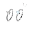 Opal and Crystal Teardrop Paved Earring in 14K White Gold
