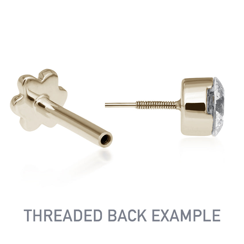 Princess Cut Four Diamond Trinity Earring by Maria Tash in 18K Yellow Gold. Flat Stud. - Earring. Navel Rings Australia.