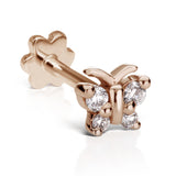 Diamond Butterfly Earring by Maria Tash in 18K Rose Gold. Flat Stud. - Earring. Navel Rings Australia.
