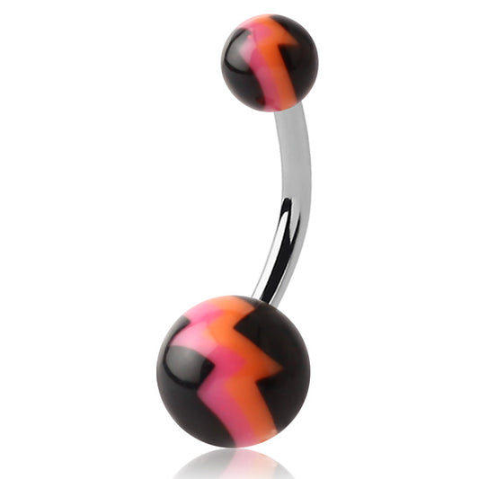 Lightning Bolt Acrylic Belly Button Rings - Basic Curved Barbell. Navel Rings Australia.