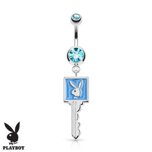 Official Playboy Bunny Key Belly Button Ring - Dangling Belly Ring. Navel Rings Australia.