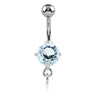 Prong Set Gem Charm Slave Belly Rings - Charm Slave Belly Ring. Navel Rings Australia.