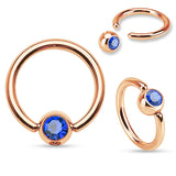 Captive Bead Navel Rings with Rose Gold Plating - Captive Belly Ring. Navel Rings Australia.