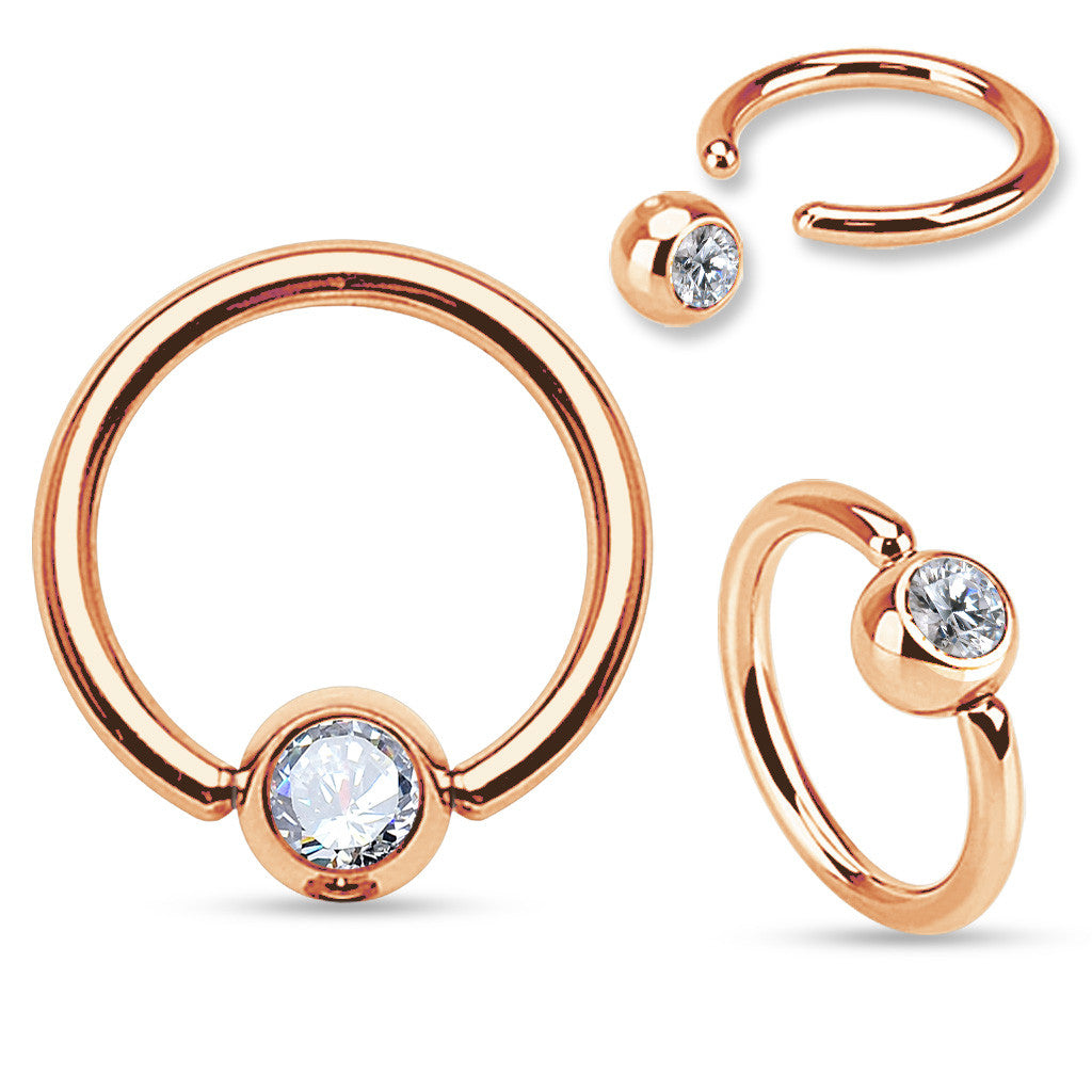 Captive Bead Navel Rings with Rose Gold Plating - Captive Belly Ring. Navel Rings Australia.
