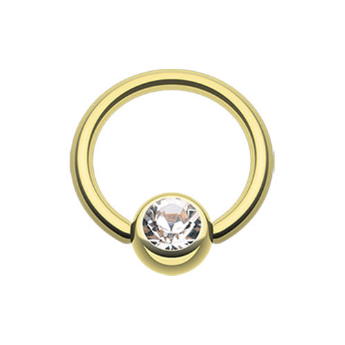 Gold Plated Classic Gem Captive Belly Rings - Captive Belly Ring. Navel Rings Australia.
