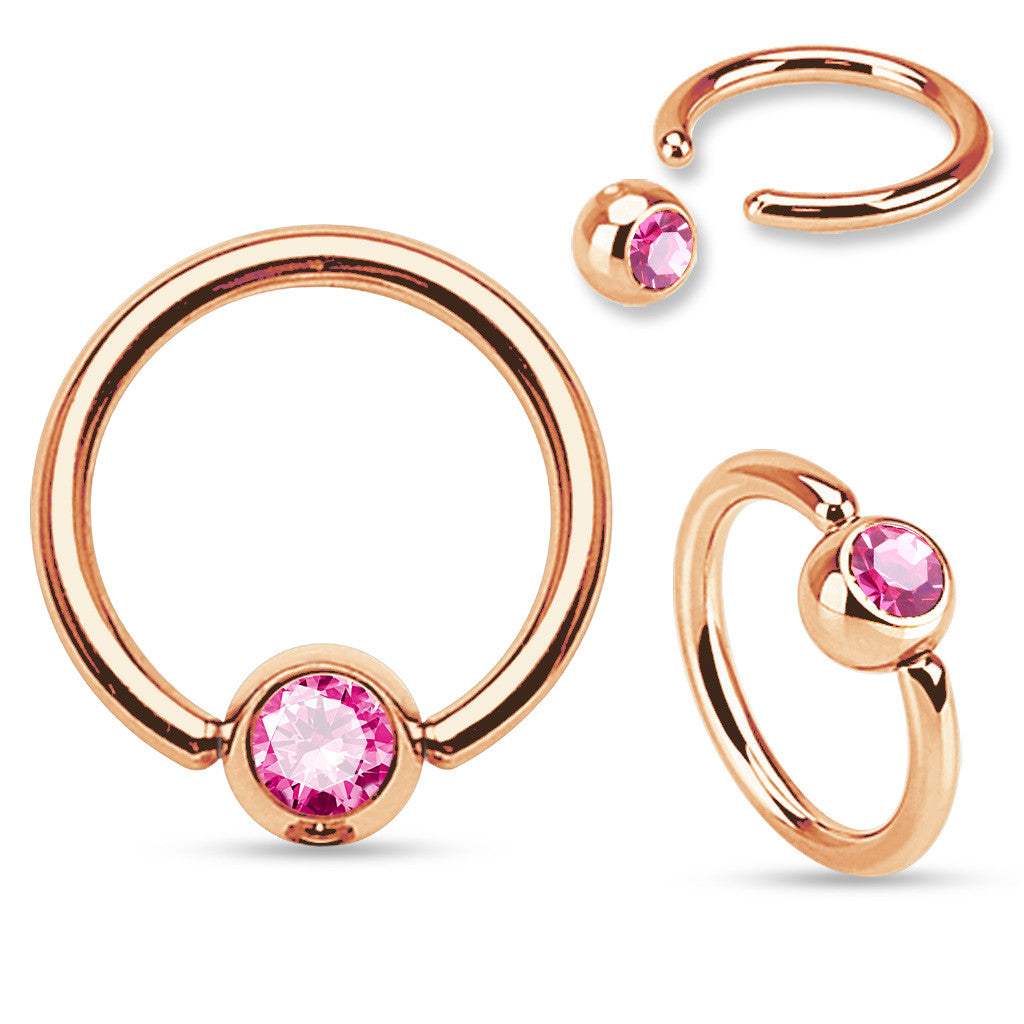 Captive Bead Navel Rings with Rose Gold Plating - Captive Belly Ring. Navel Rings Australia.
