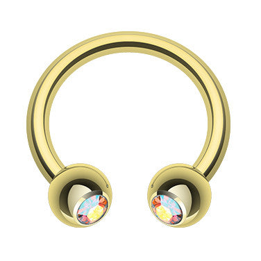 Classic Golden Gem Circular Barbell - Circular Barbell / Horse Shoe. Navel Rings Australia.