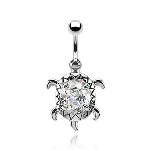 Amazon Sea Turtle Belly Ring - Fixed (non-dangle) Belly Bar. Navel Rings Australia.