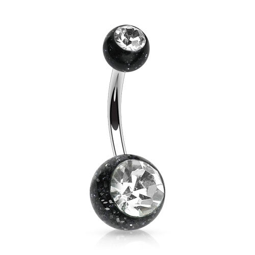 Glitter Gem Ball Belly Rings - Basic Curved Barbell. Navel Rings Australia.