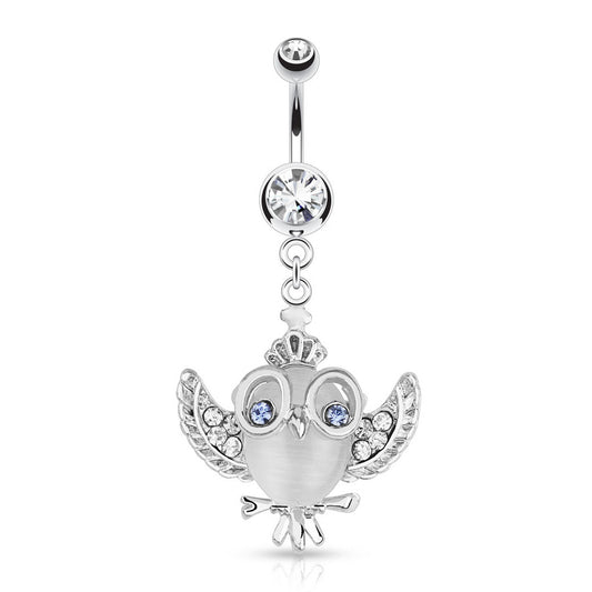 Cute Cats Eye Owl Belly Ring - Dangling Belly Ring. Navel Rings Australia.