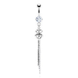 L'amour Duo Heart Chain Belly Dangle - Dangling Belly Ring. Navel Rings Australia.