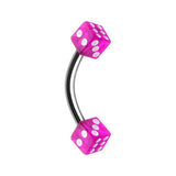 Double 5mm UV Acrylic Dice Belly Ring - Basic Curved Barbell. Navel Rings Australia.