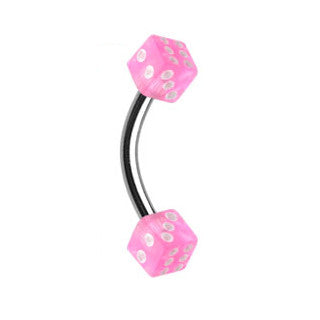 Double 5mm UV Acrylic Dice Belly Ring - Basic Curved Barbell. Navel Rings Australia.