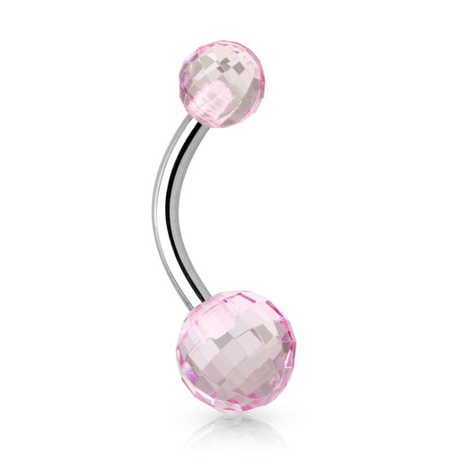 Disco Ball Acrylic Navel Bar - Basic Curved Barbell. Navel Rings Australia.